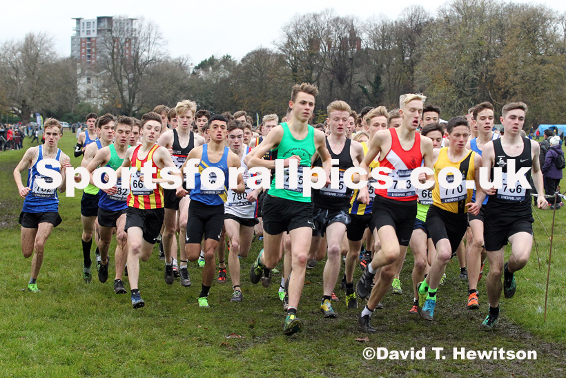 Mens under-17s, 2019 European Cross Country Trials and British Cross Challenge, Sefton Park, Liverpool.  Photo: David T. Hewitson/Sports for All Pics